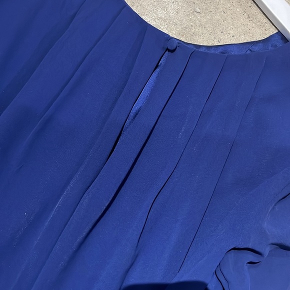 A/X Armani Exchange Dark Blue Chiffon Pleated Tie-Waist Dress - Picture 4 of 11